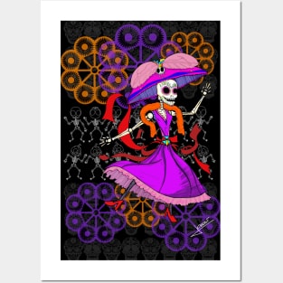 Random dancing catrina skull ecopop pattern Posters and Art